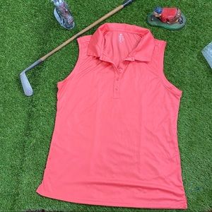 Golf Womens sleeveless polo CQC Sports 100% Polyester coral pink color. Size Xl